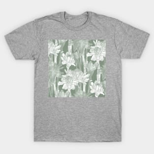 Sage Green Torch Ginger Flowers T-Shirt